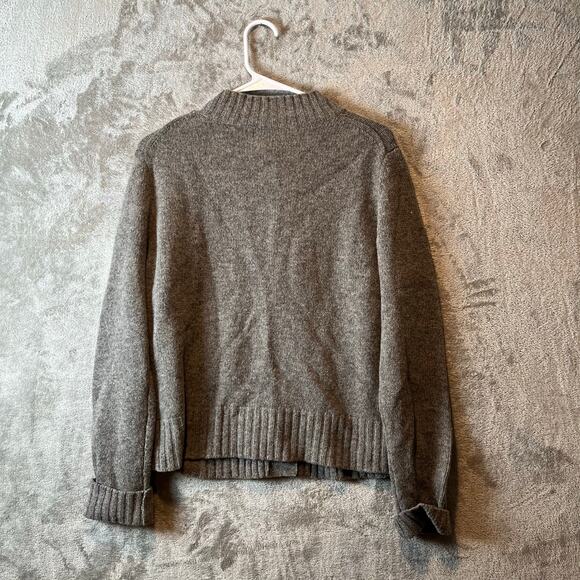 Garnet Hill Women's 100% Lambswool Cardigan Medium Grey Mock Neck Beading Medium - Picture 3 of 5